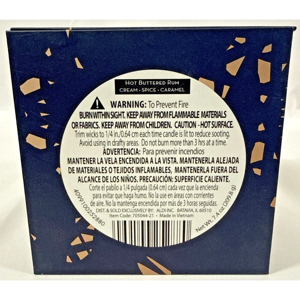Huntington Home Hot Buttered Rum Candle 7.4oz Navy Blue Soy Blend Scented